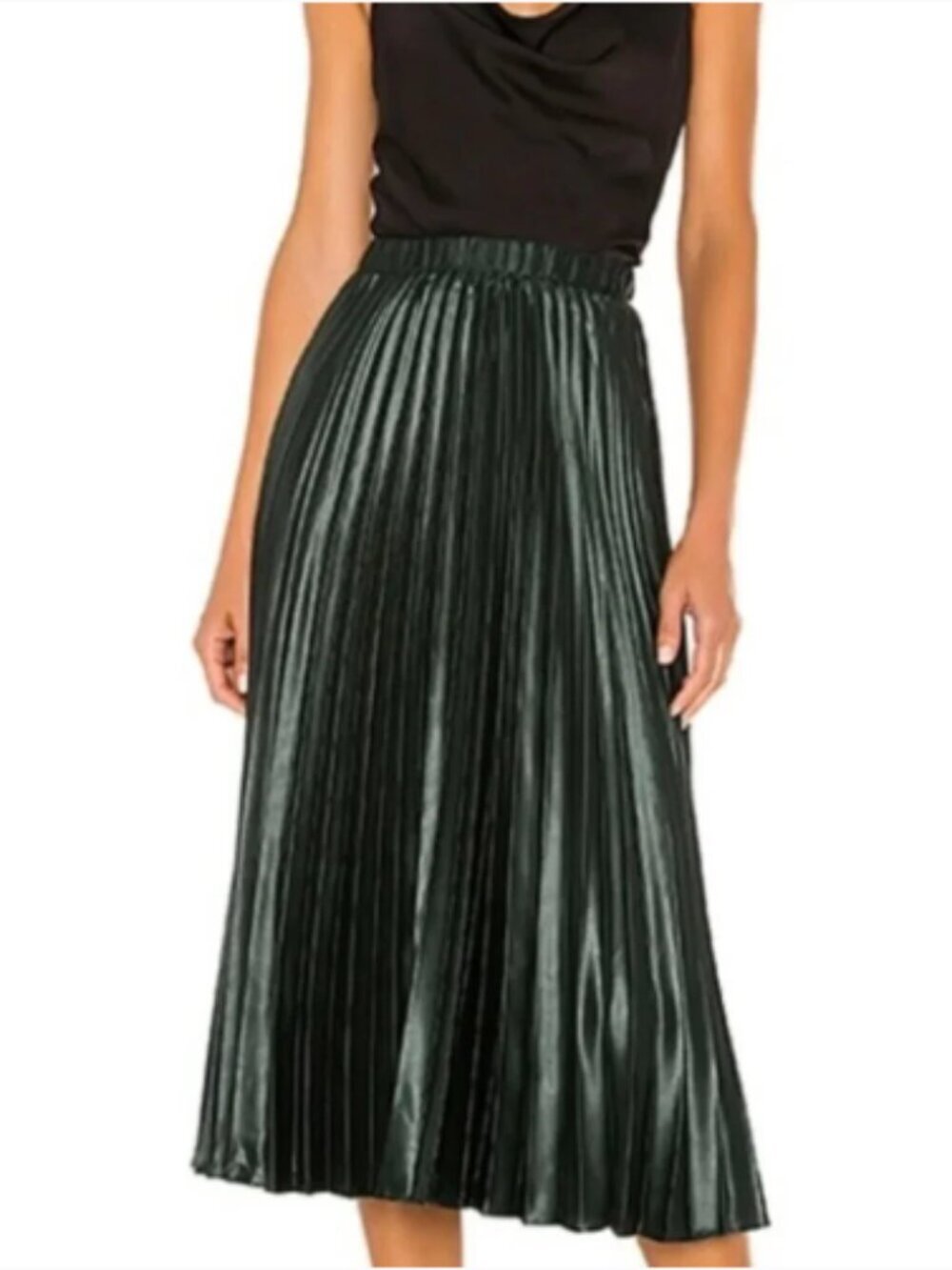 1 State Wild Thing Pleated Skirt Deep Forest Green Midi Party Office Size 6 NWT